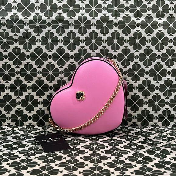 ♠️kate spade Love Shack 3D Mini Heart Crossbody, Surf Pink NWT - Picture 6 of 14